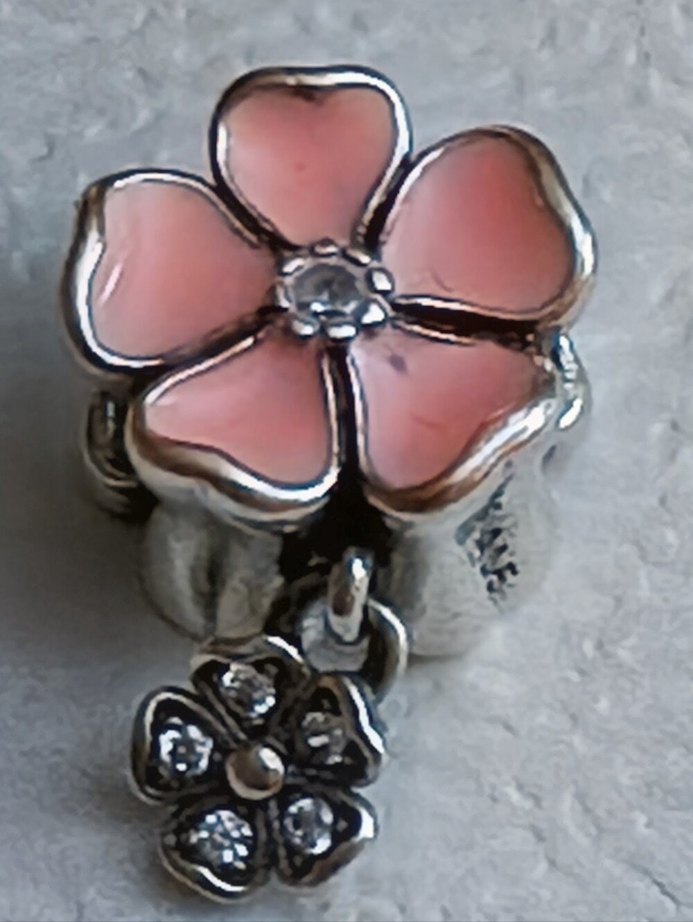 ✨ Chunky Pandora Pink Enamel Flower Dangle Charm